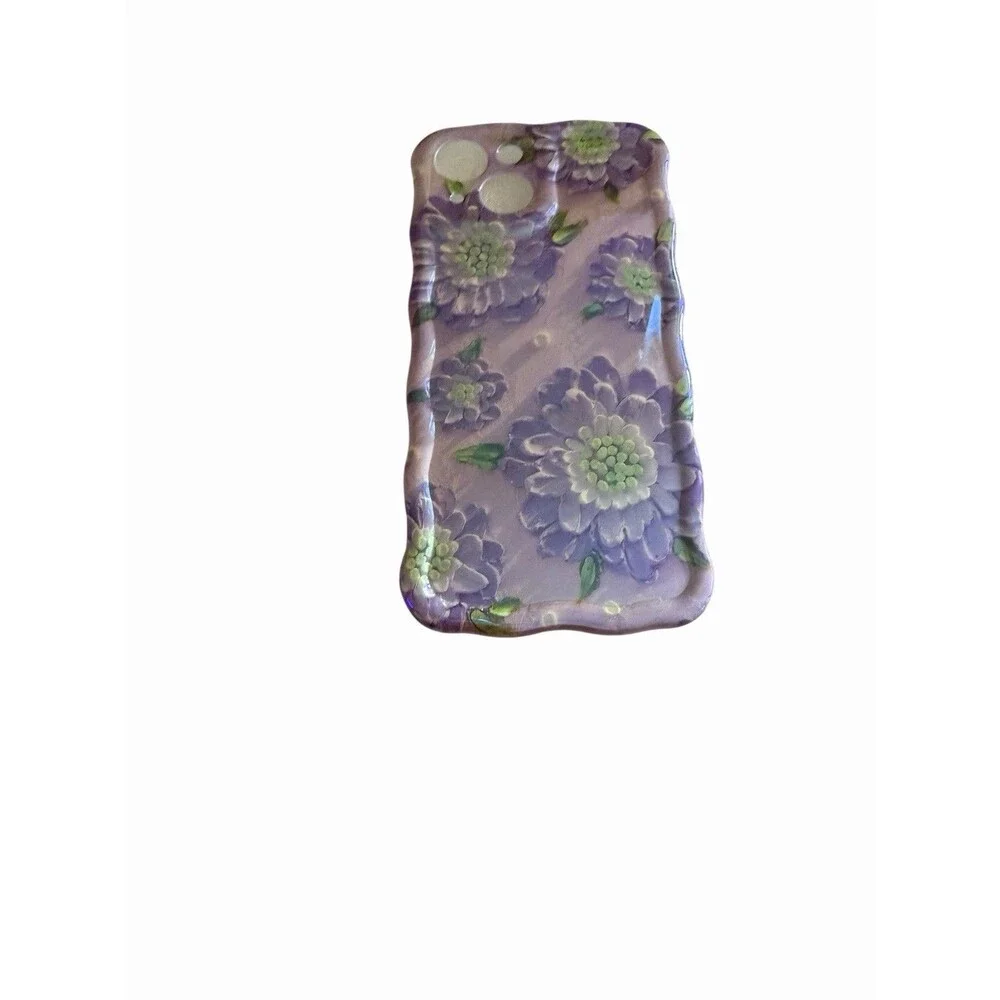 Bundle 5 iPhone 15 Cases Floral Pink Purple Hearts Clear Silicone 3 New 2 Used